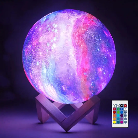 Luz de Luna 3D LED de 16 Colores con Base - Luz Nocturna