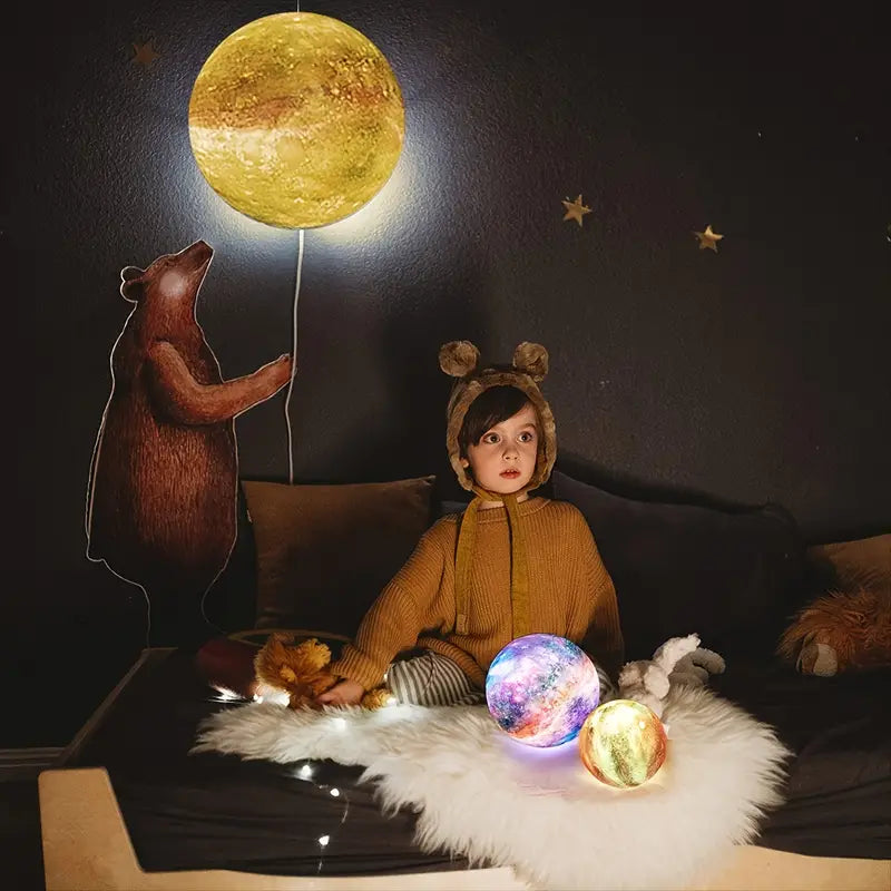 Luz de Luna 3D LED de 16 Colores con Base - Luz Nocturna