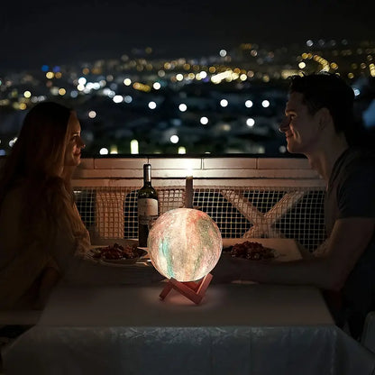 Luz de Luna 3D LED de 16 Colores con Base - Luz Nocturna