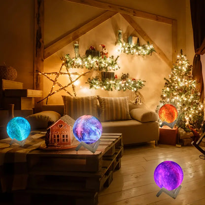 Luz de Luna 3D LED de 16 Colores con Base - Luz Nocturna